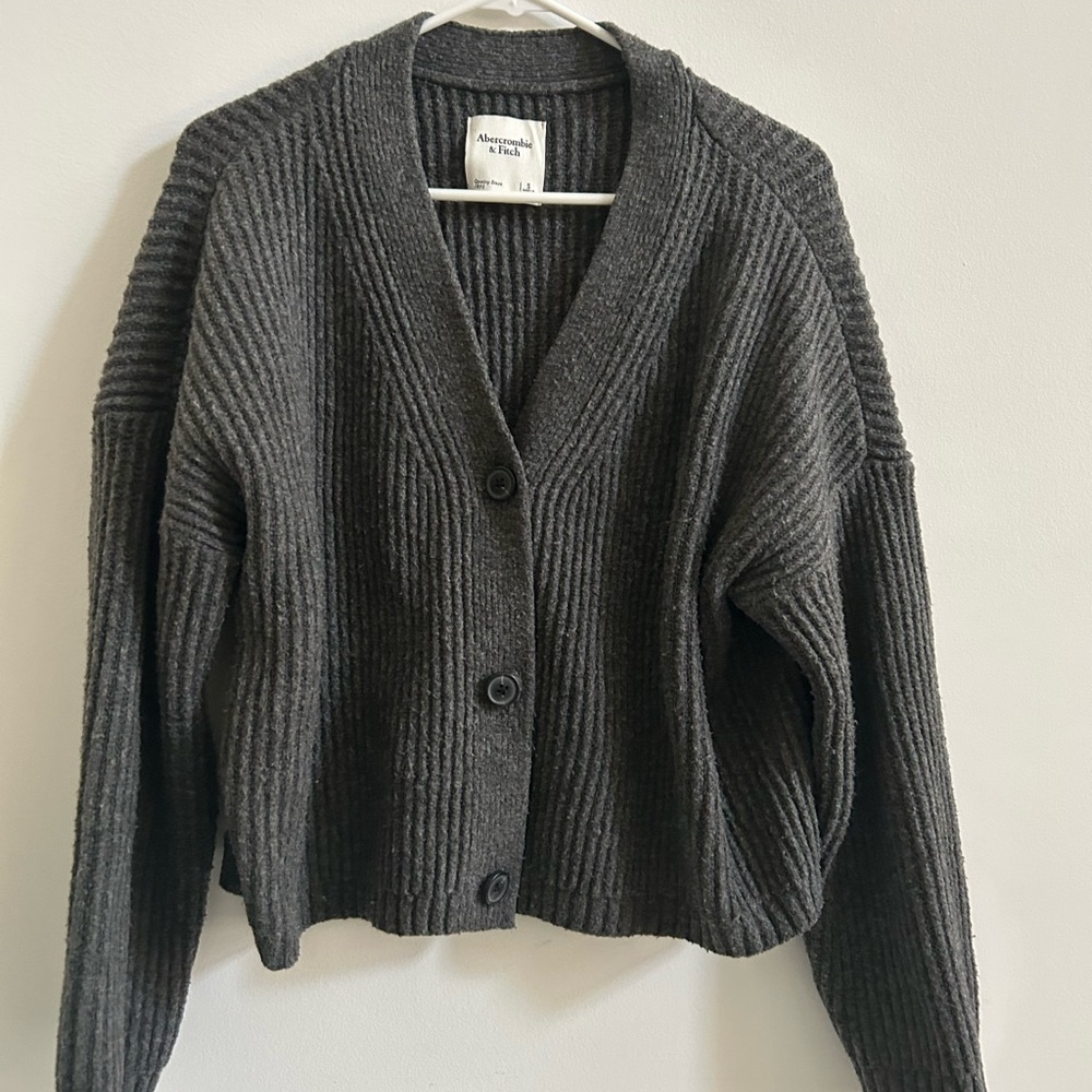 American Eagle Outfitters Charcoal Ribbed Cardigan
